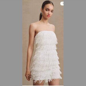 BHLDN Arabella Strapless Sequin Fringe Mini Dress | Wedding Reception Dress